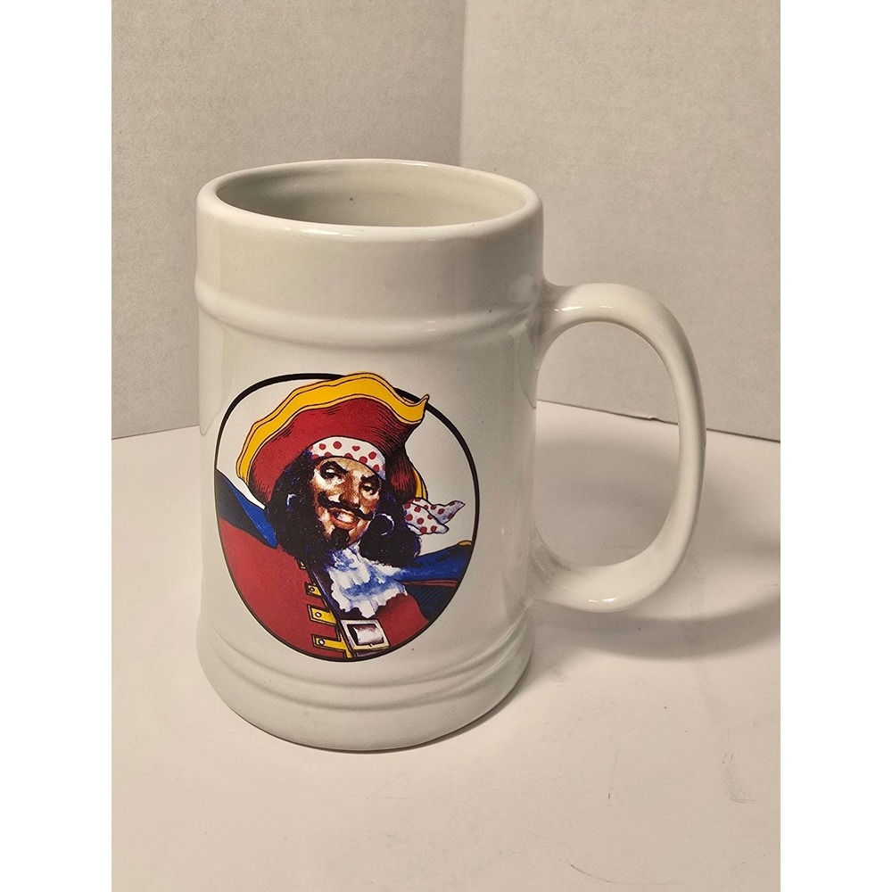 Captain Morgan White Ceramic Beer Stein Mug Pirate "Captain Morgan" Text